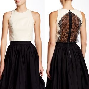 alice + olivia | Alexis Lamb Leather Lace Crop Top